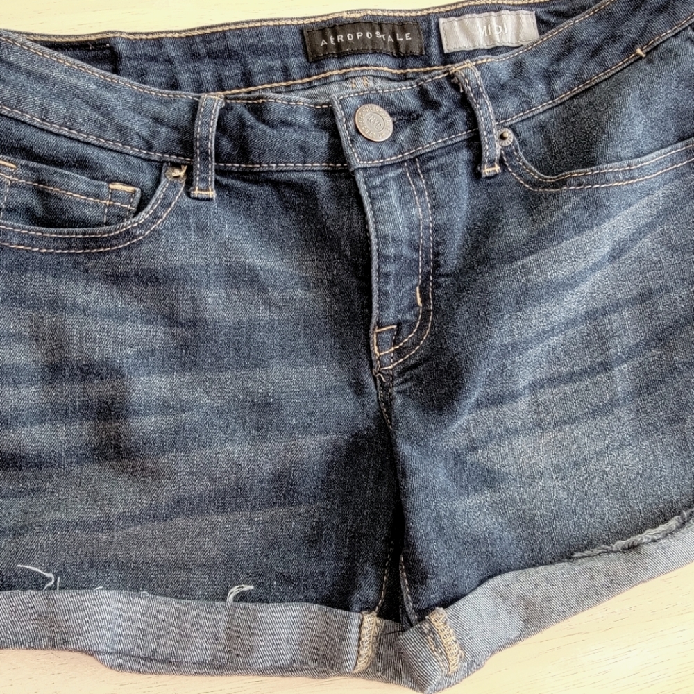 Aeropostale women's midi shorts dark denim blue 4